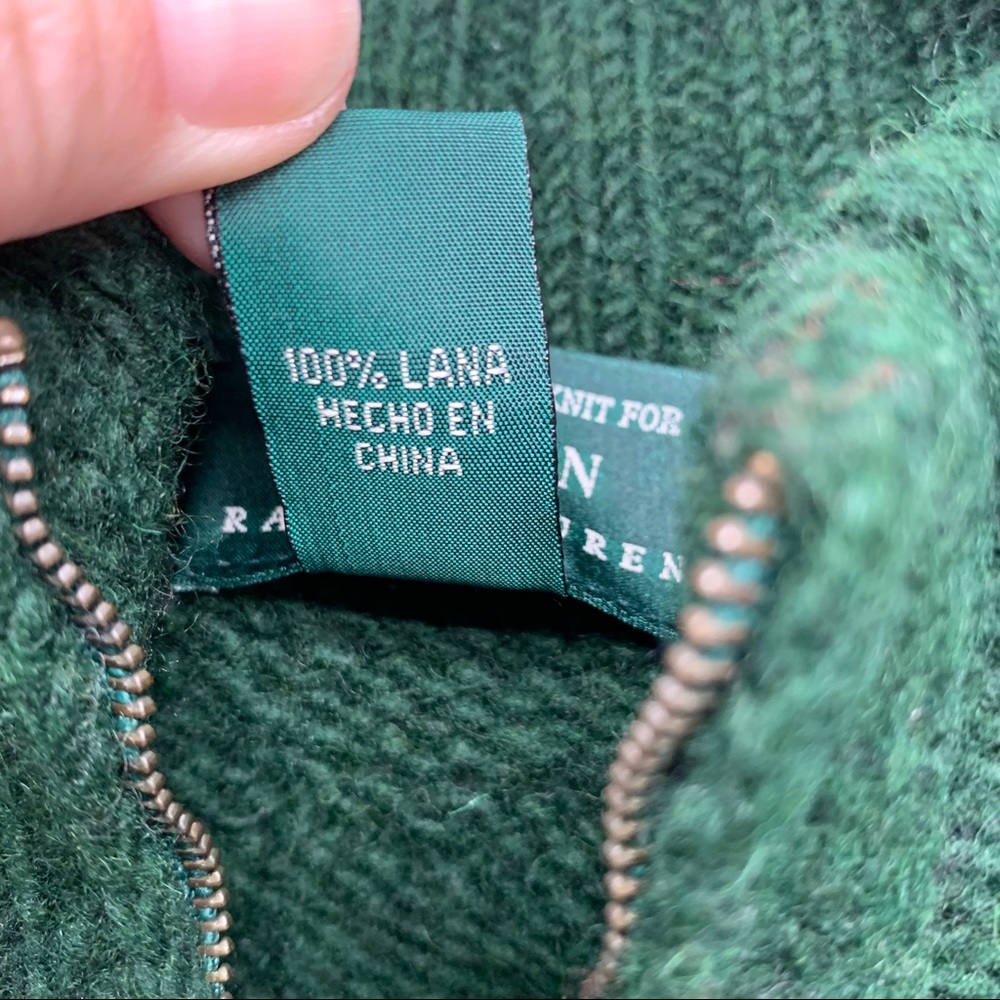 Exclusive Hand Knit Lauren Ralph Lauren 1/4 Zip Cable Knit Sweater Small - Picture 4 of 5